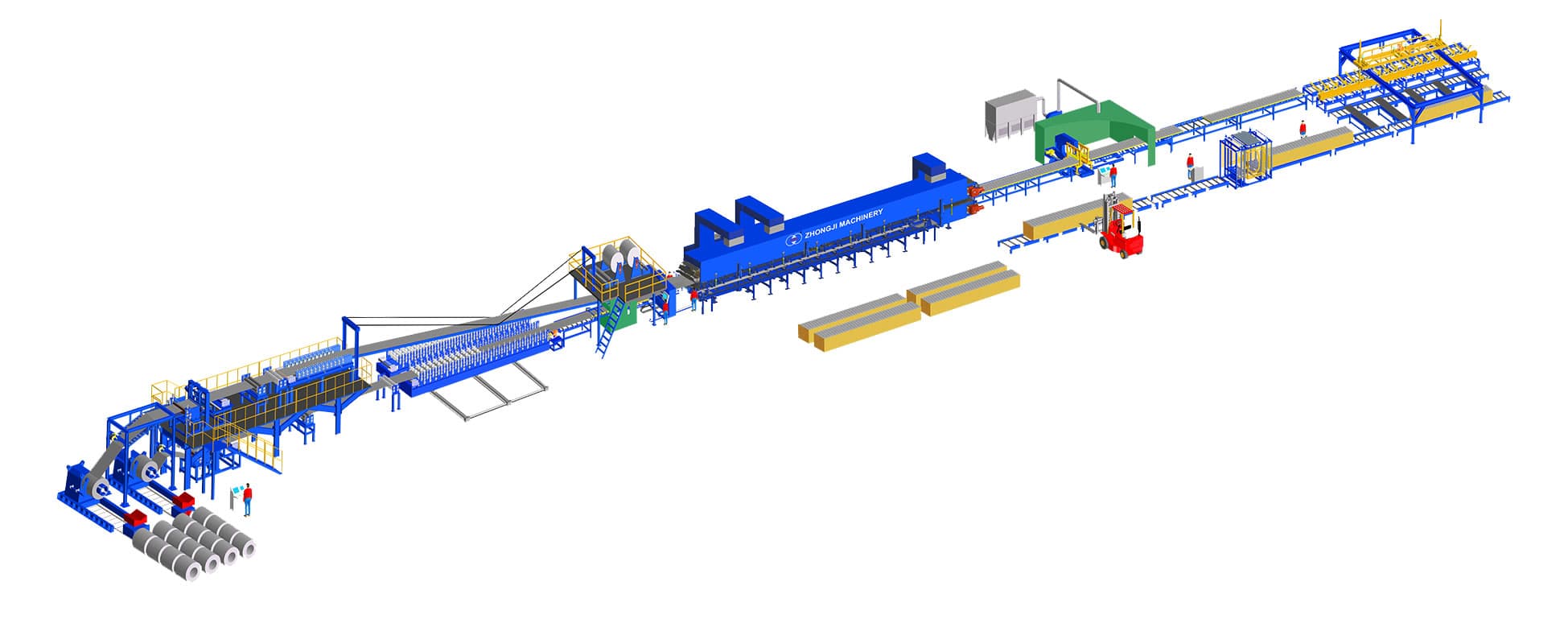 金属聚氨酯保温板生产线示意